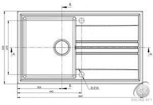 LUKA 1B 1D 860x500 gránit mosogató Metál Fekete GRANMASTER