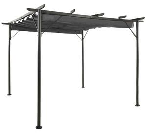 VidaXL antracitszürke acél pavilon behúzható tetővel 3 x 3 m 180 g/m²
