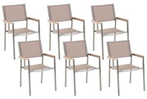 Kerti szék 6 részes készlet Rozsdamentes acél Bézs GROSSETO