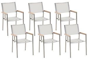 Kerti szék 6 részes készlet Rozsdamentes acél Fehér GROSSETO