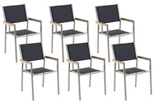 Kerti szék 6 részes készlet Rozsdamentes acél Fekete GROSSETO