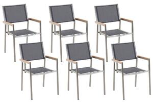 Kerti szék 6 részes készlet Rozsdamentes acél Szürke GROSSETO