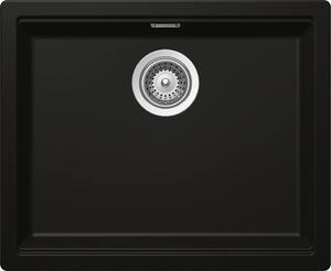 Schock Kiruna N-100L konyhai mosogatótálca Cristadur Green Line Night 556 x 456 mm, gránit, hagyományos beépítés/munkalap alá építés, éjfekete
