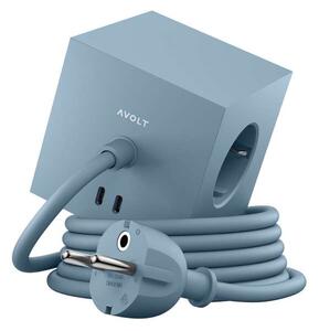 Avolt Stikdåser - Square 1 w/30W Dual USB-C & Magnet 1,8m Shark BlueAvolt - Lampemesteren