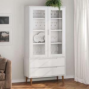 VidaXL MOLDE fehér tömör fenyőfa vitrin szekrény 90 x 35 x 175 cm