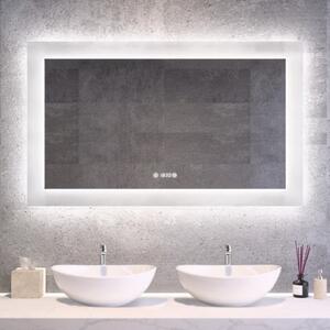 120x80cm fekvő fürdőszobai LED tükör dupla mosdóhoz | Páramentesítő - Beépített óra - Fényerő és színhőmérséklet szabályozás | Welland Luxury-Line Kath