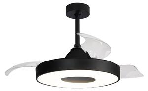 Coin LED mennyezeti ventilátor, fekete, csendes DC-meghajtás, CCT – Mantra Mantra Iluminación, Coin, dimmable, Fekete, Nappali, Műanyag, Modern
