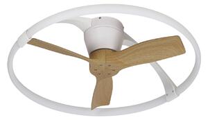Nepal Mini LED mennyezeti ventilátor, alkalmazás, fehér/bükk – Mantra Mantra Iluminación, Nepal Mini, dimmable, Fehér, Nappali, Fém, Modern