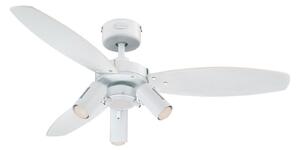 Jet Plus ventilátor világítással, 3 izzós, fehér/fa, Westinghouse Westinghouse, Jet Plus, Fehér, Nappali, Fa, Indusztriális dizájn