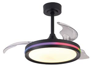 Northern LED mennyezeti ventilátor, fekete, DC, csendes, CCT RGB – Mantra Mantra Iluminación, North, dimmable, Fekete, Nappali, Műanyag, Modern