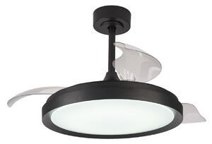 Mistral LED mennyezeti ventilátor, fekete, DC csendes CCT – Mantra Mantra Iluminación, Mistral, dimmable, Fekete, Nappali, Műanyag, Modern