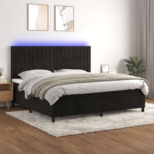 VidaXL fekete bársony rugós és LED-es ágy matraccal 200x200 cm