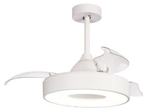 Coin Mini LED mennyezeti ventilátor, fehér, DC, csendes, Ø91 cm – Mantra Mantra Iluminación, Coin Mini, dimmable, Fehér, Nappali, Műanyag, Modern