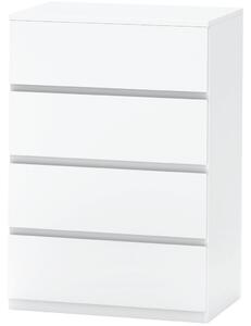 HOMCOM Fiókos Tálalószekrény, 4 fiók, forgácslap, fehér