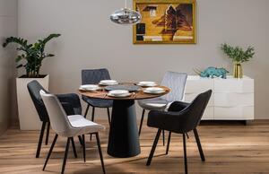Barna tölgy étkezőasztal Marco Barotti 110 cm, matt fekete alappal
