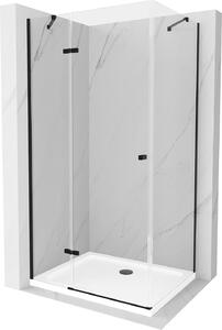 Mexen Roma, zuhanykabin egyszárnyú ajtóval 80 (ajtó) x 70 (fali) cm, 6mm átlátszó üveg, fekete profil, vékony zuhanytálca 5 cm fehér, fekete szifonnal, 854-080-070-70-00-4010B