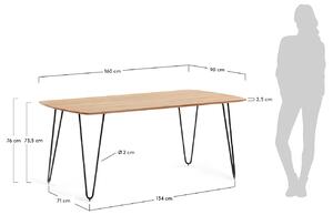 Kave Home Barcli 160 x 90 cm-es fa étkezőasztal 160 x 90 cm