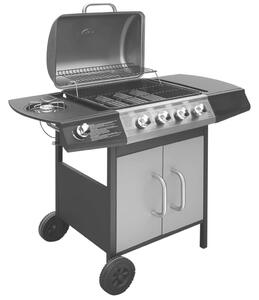 VidaXL fekete és ezüst gáz grillsütő 4+1 főzőfelülettel