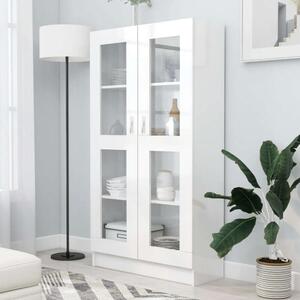 VidaXL magasfényű fehér forgácslap vitrinszekrény 82,5 x 30,5 x 150 cm