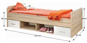Egyszemélyes ágy 90 cm Ericus Typ 04 Fehér. 779573