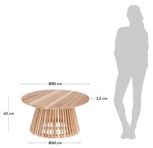 Kave Home Irune teakfa kerek dohányzóasztal 80 cm