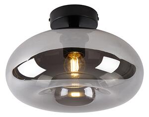 Fekete Art Deco mennyezeti lámpa füstüveggel - Busa