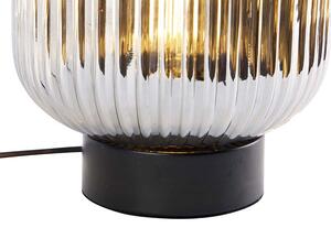Art Deco asztali lámpa fekete füstüveggel - Karel