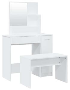 Modern Fehér Sminkasztal Szett Tükörrel - 86,5x35x136cm
