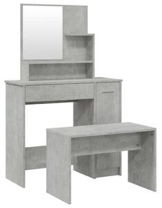 Modern Sminkasztal Szett - Betonszürke - 86,5x35x136 cm