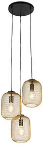 Art Deco függőlámpa arany 45 cm 3-lámpa - Bliss Mesh