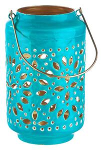 BLUE MAROCCO lámpás, petrol-arany 25 cm