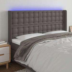 VidaXL LED-es Ágyfejtámla - Szürke Műbőr - 183cm