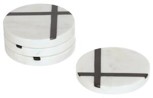 Fehér márvány négy darabos LaForma Imeris kerek poháralátét készlet