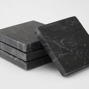 Fekete márvány négyszögletes poháralátét Kave Home Johana