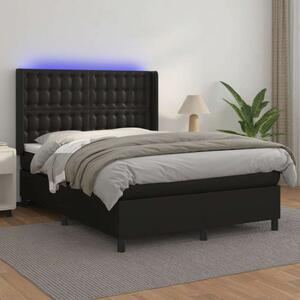 VidaXL LED-es Ágy - Műbőr - 140x190 cm