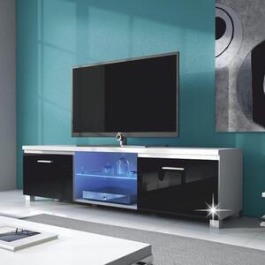 TV asztal/szekrény Lugo 2 (fehér + extra magasfényű fekete) (világítással). 808386