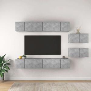 Falra Szerelhető TV Szekrény Szett - 8 részes - Beton Szürke