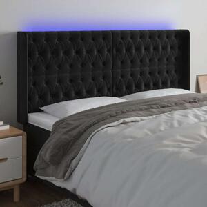 VidaXL Fekete Bársony Ágytámlá LED-del - 203cm