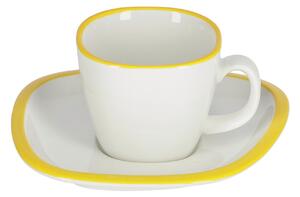 Kis fehér és sárga porcelán csésze és csészealj LaForma Odalin