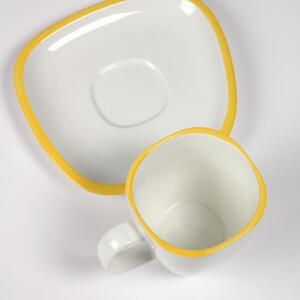 Fehér és sárga porcelán csésze és csészealj Kave Home Odalin