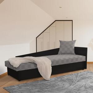 Egyszemélyes ágy (dívány) 80 cm Jeannine (szürke + fekete) (tárhellyel) (J). 808548