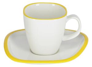 Fehér és sárga porcelán csésze és csészealj LaForma Odalin