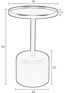 White Label Fekete üveg oldalsó asztal WLL MILO 40 cm