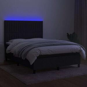 VidaXL fekete szövet rugós és LED-es ágy matraccal 140x200 cm