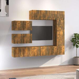 VidaXL 8 részes füstös tölgy színű szerelt fa TV-szekrényszett