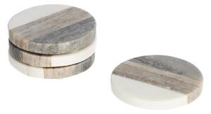 Többszínű márványból készült négy darabos LaForma Xamila kerek alátétkészlet