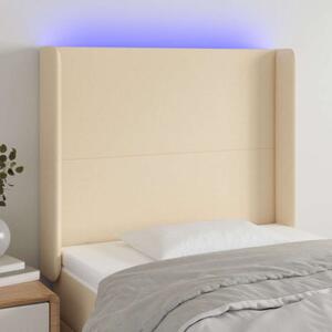 VidaXL LED Ágyfejtámla - Krémszínű Szövet - 93x16x118/128cm