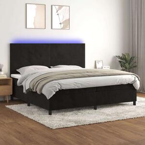 VidaXL fekete bársony rugós és LED-es ágy matraccal 200x200 cm