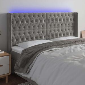 VidaXL LED-es Bársony Ágytámlá - Világosszürke - 203cm