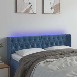 VidaXL sötétkék bársony LED-es fejtámla 163 x 16 x 78/88 cm